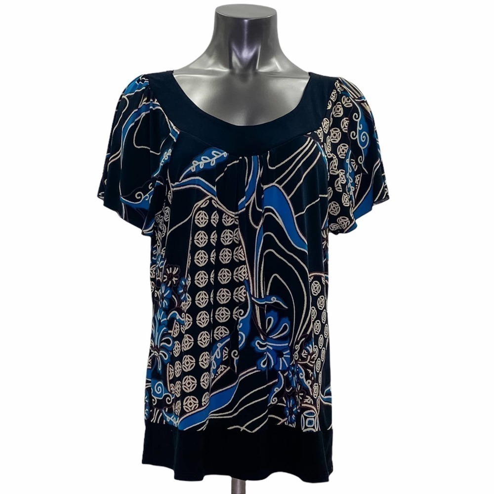 PERSEPTION Women Short Sleeve Abstract Blouse